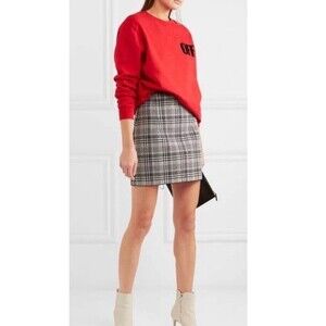 Off-White Checkered Tweed Mini Skirt 42 NWOT